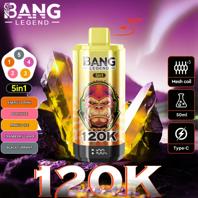 Puff 120k Bang Legend Einweg Vape Energy Drink Peach Ice Mango Cranberry Grape Blackcurrant.jpg Disposable Device