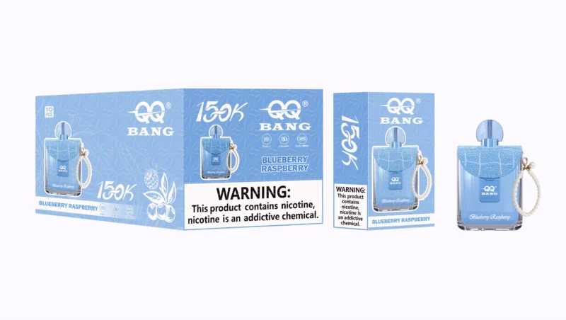 Qq Bang 150k 150 000 bouffées, e-cigarette jetable parfumée à la myrtille et à la framboise, 2 appareils jetables