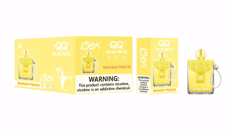 Qq Bang 150k 150 000 bouffées, parfum mangue-pêche, 2 cigarettes électroniques jetables