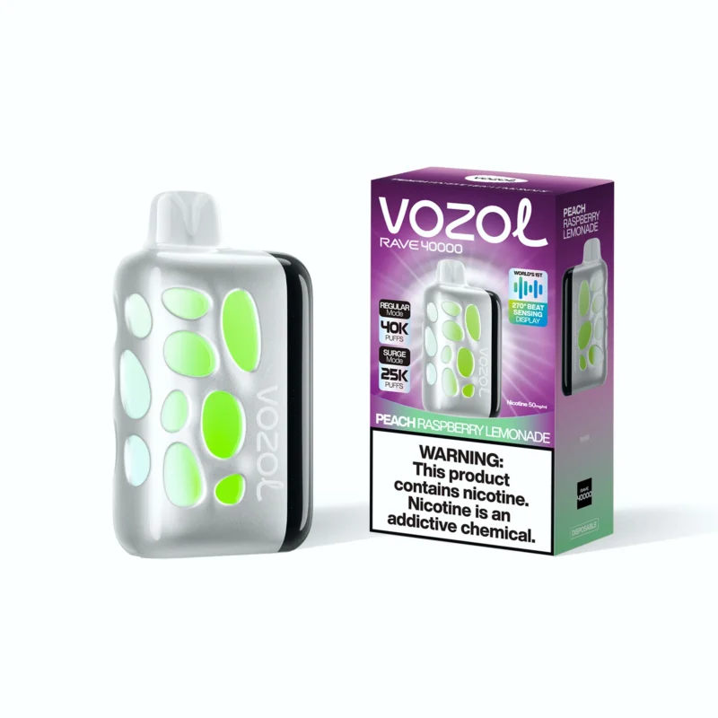 Vozol Rave 40,000 Puffs Disposable Vape, Peach Raspberry Lemonade, 3 Disposable Devices