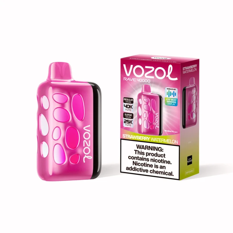 Vozol Rave 40,000 Puffs Disposable Vape, Strawberry Watermelon, 3 Disposable Devices