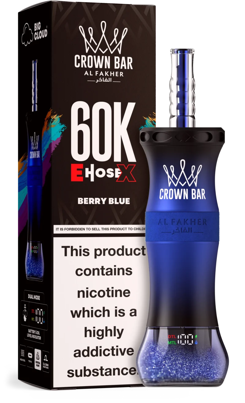 Al Fakher Crown Bar E Hose X 60000 Puffs Einweg Vape Berry Blue Disposable Device