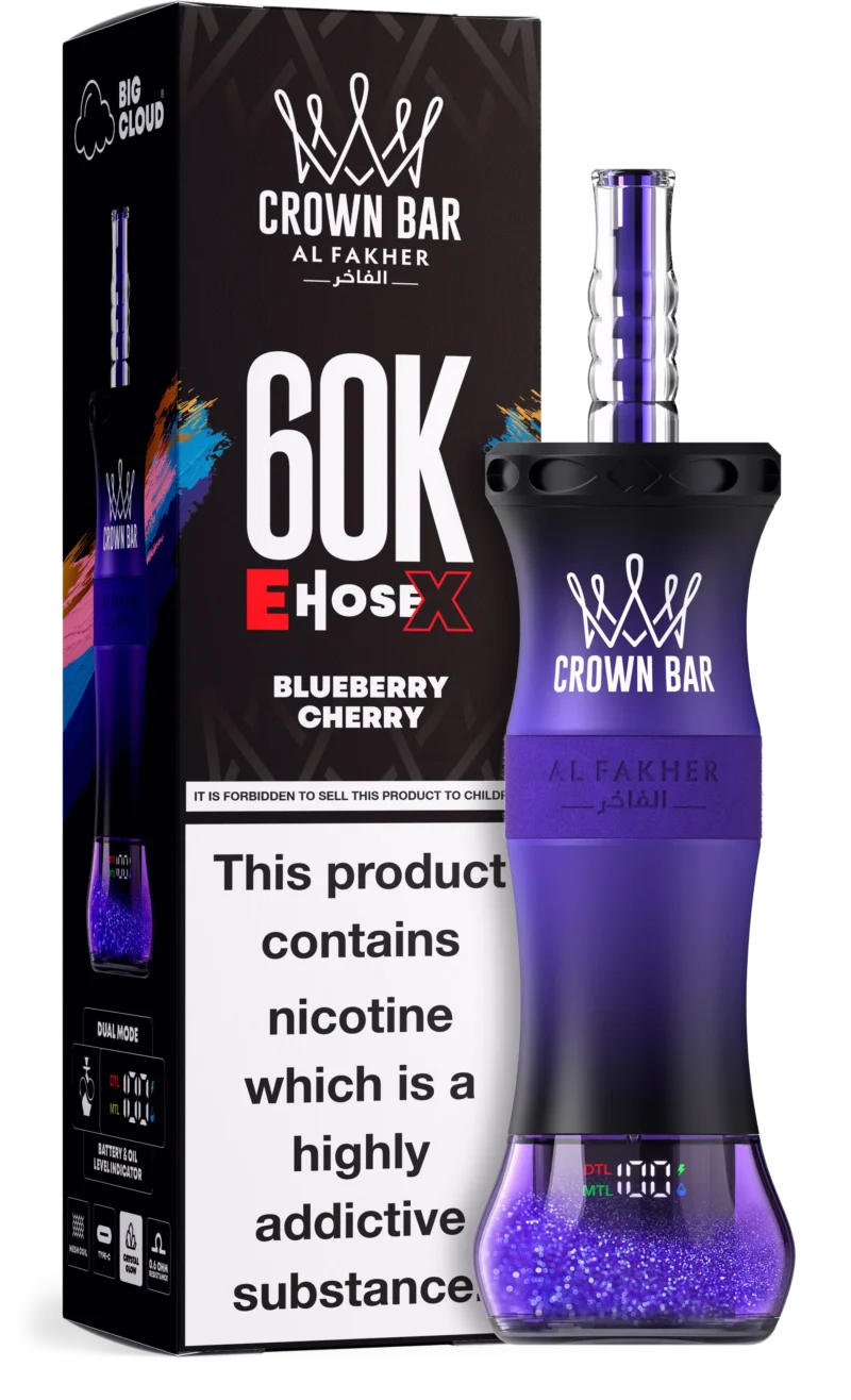 Al Fakher Crown Bar E Hose X 60000 Puffs Einweg Vape Blueberry Cherry Disposable Device