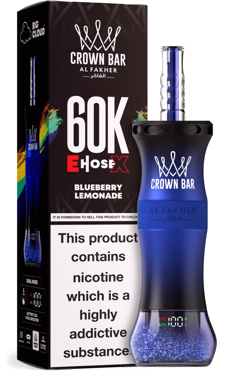 Al Fakher Crown Bar E Hose X 60000 Puffs Einweg Vape Blueberry Lemonade Disposable Device