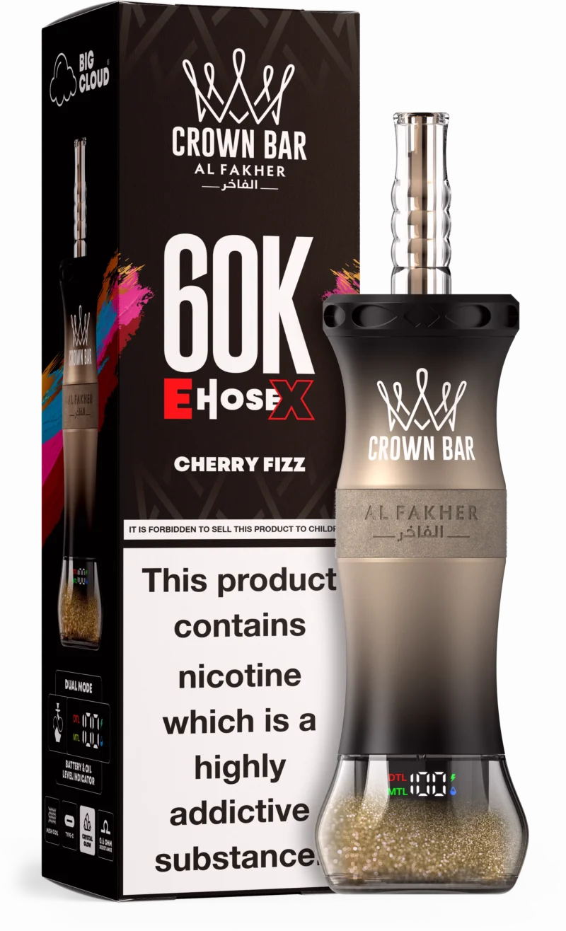Al Fakher Crown Bar E Hose X 60000 Puffs Einweg Vape Cherry Fizz Disposable Device