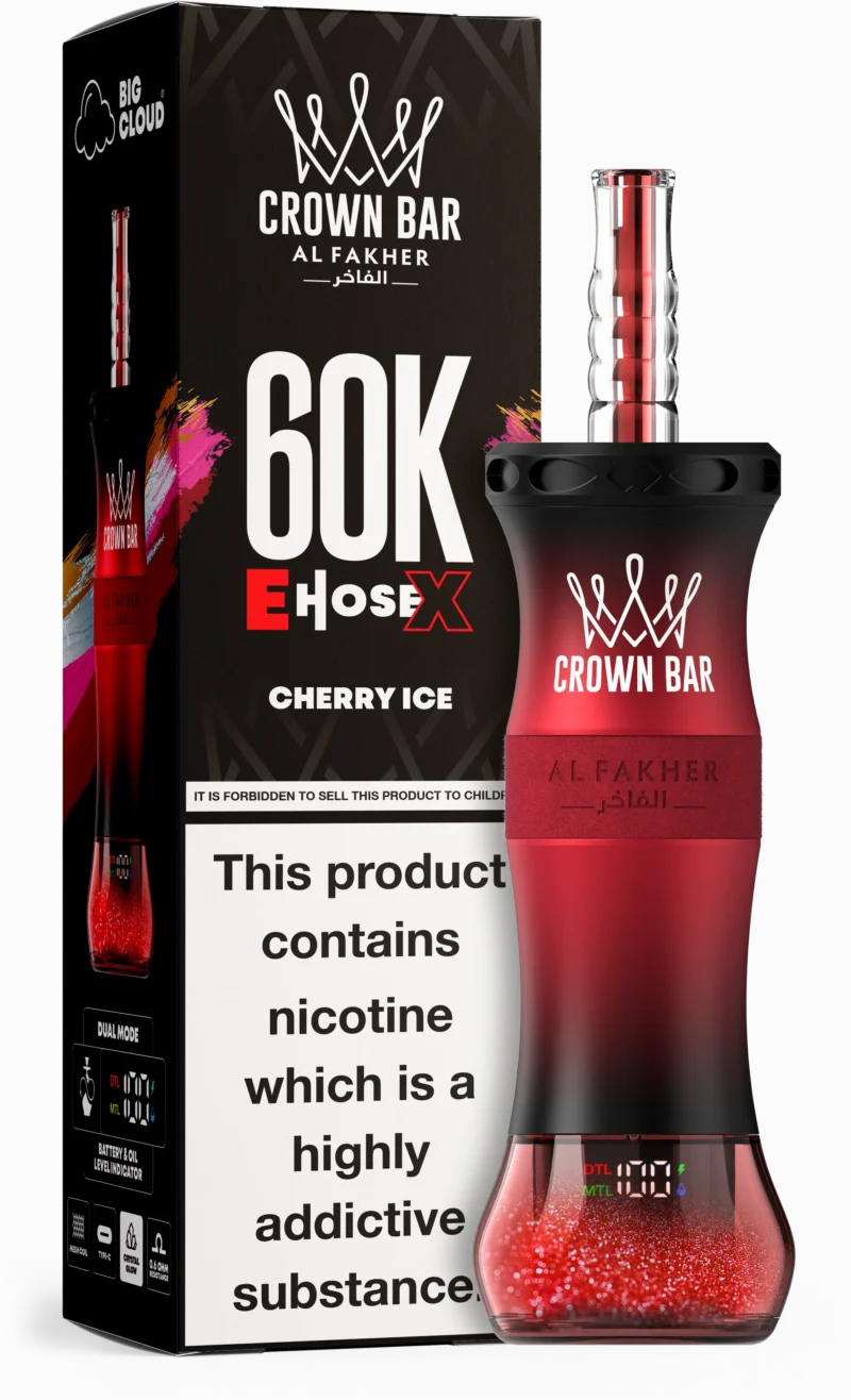Al Fakher Crown Bar E Hose X 60000 Puffs Einweg Vape Cherry Ice Disposable Device