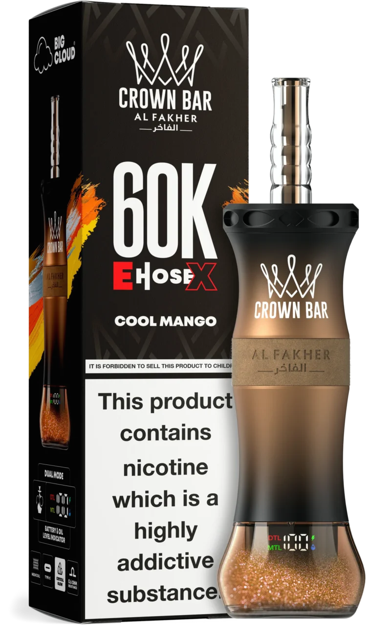 Al Fakher Crown Bar E Hose X 60000 Puffs Einweg Vape Cool Mango Disposable Device