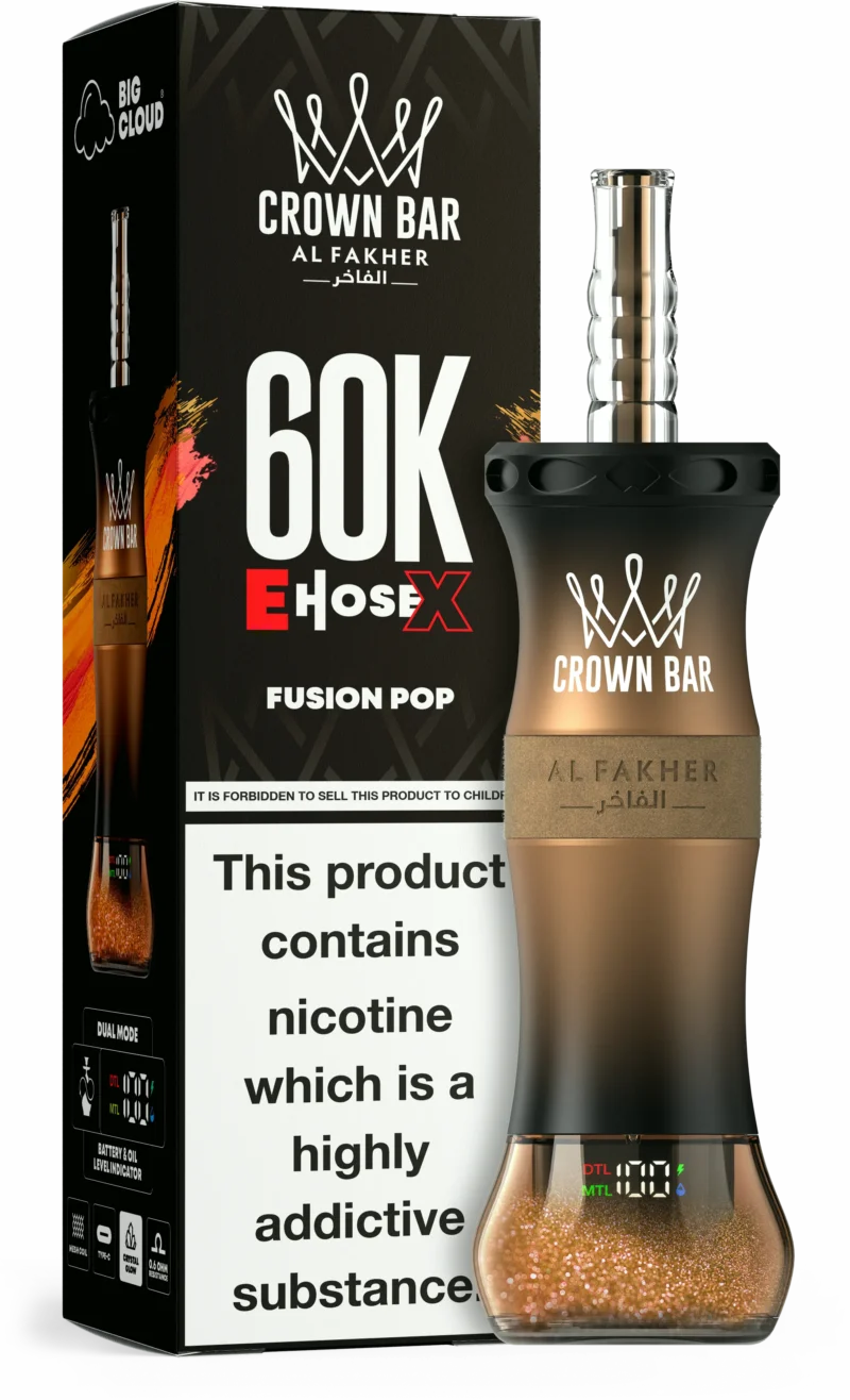 Al Fakher Crown Bar E Hose X 60000 Puffs Einweg Vape Fusion Pop Disposable Device