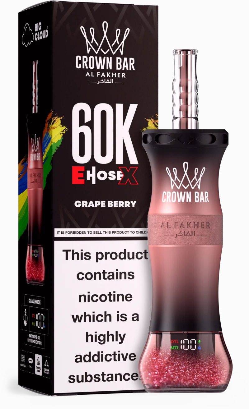 Al Fakher Crown Bar E Hose X 60000 Puffs Einweg Vape Grape Berry Disposable Device