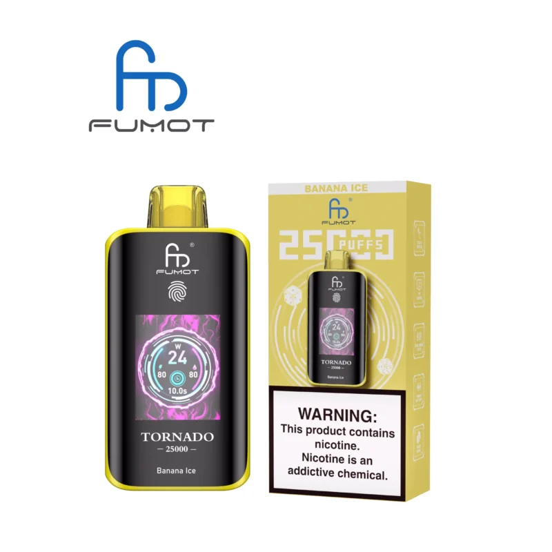 Fumot Tornado 25,000 25k Puffs Disposable Vape Banana Ice 3 Disposable Device