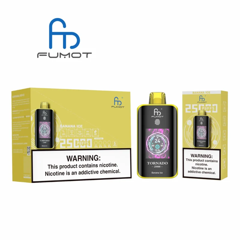 Fumot Tornado 25000 25k Puffs Disposable Vape Banana Ice 4 Disposable Device