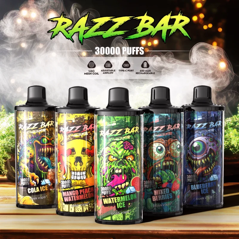 Razz Bar 30 000 bouffées, réglable, dispositif de vapotage jetable, entrepôt européen