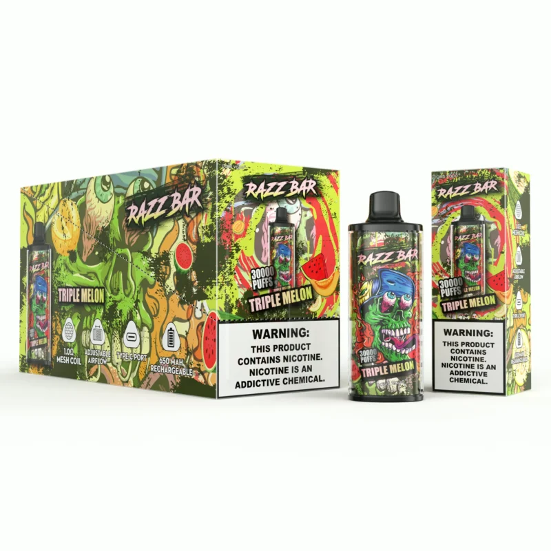 Razz Bar 30 000 bouffées Triple Melon 2 – Cigarette électronique jetable