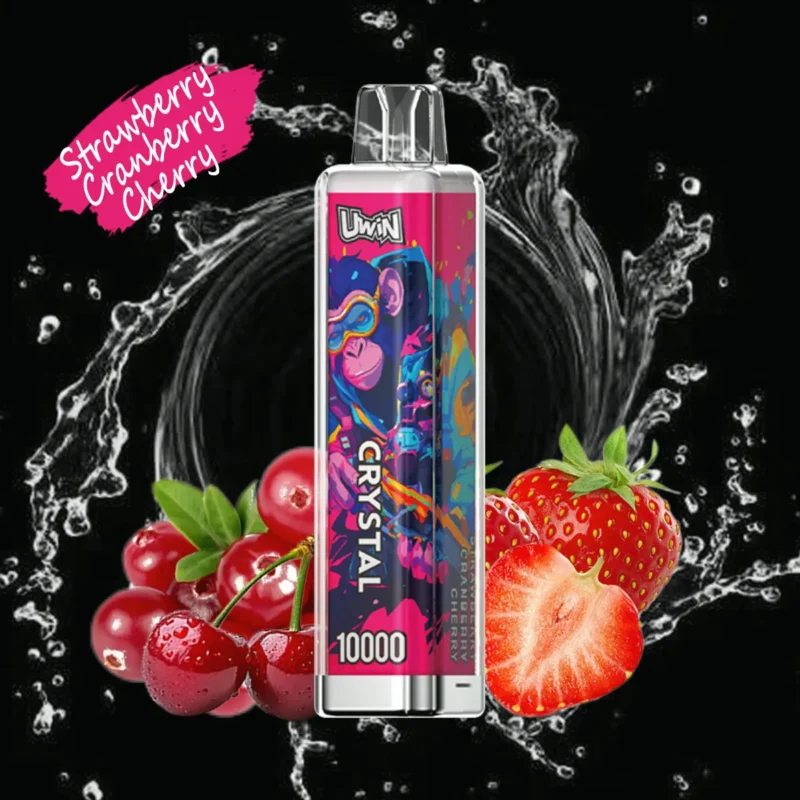 Uwin Crystal 10 000 bouffées – Cigarette électronique jetable aux arômes fraise, canneberge et cerise