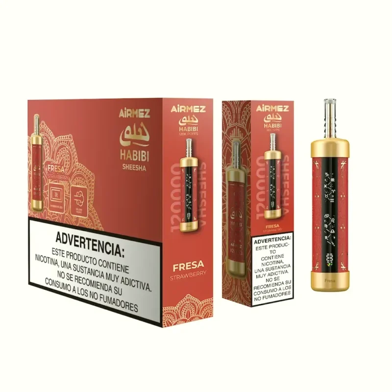 Airmez Habibi 120k 120 000 bouffées, cigarette électronique jetable à la fraise, 2 appareils jetables
