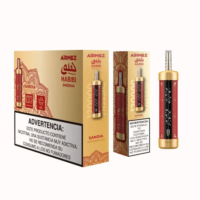 Airmez Habibi 120k 120 000 bouffées, cigarette électronique jetable à la pastèque, 2 appareils jetables