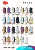 Vozol Neon 45k Vape Flavors List: Disposable Device
