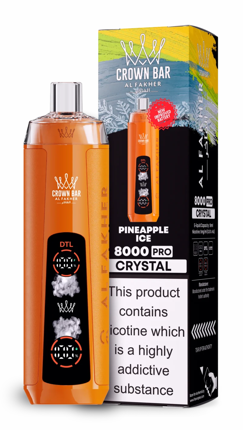 Acevape Al Fakher Crystal 8000 Zuege Einweg Vape Ananas Eis Eu Lager Disposable Device