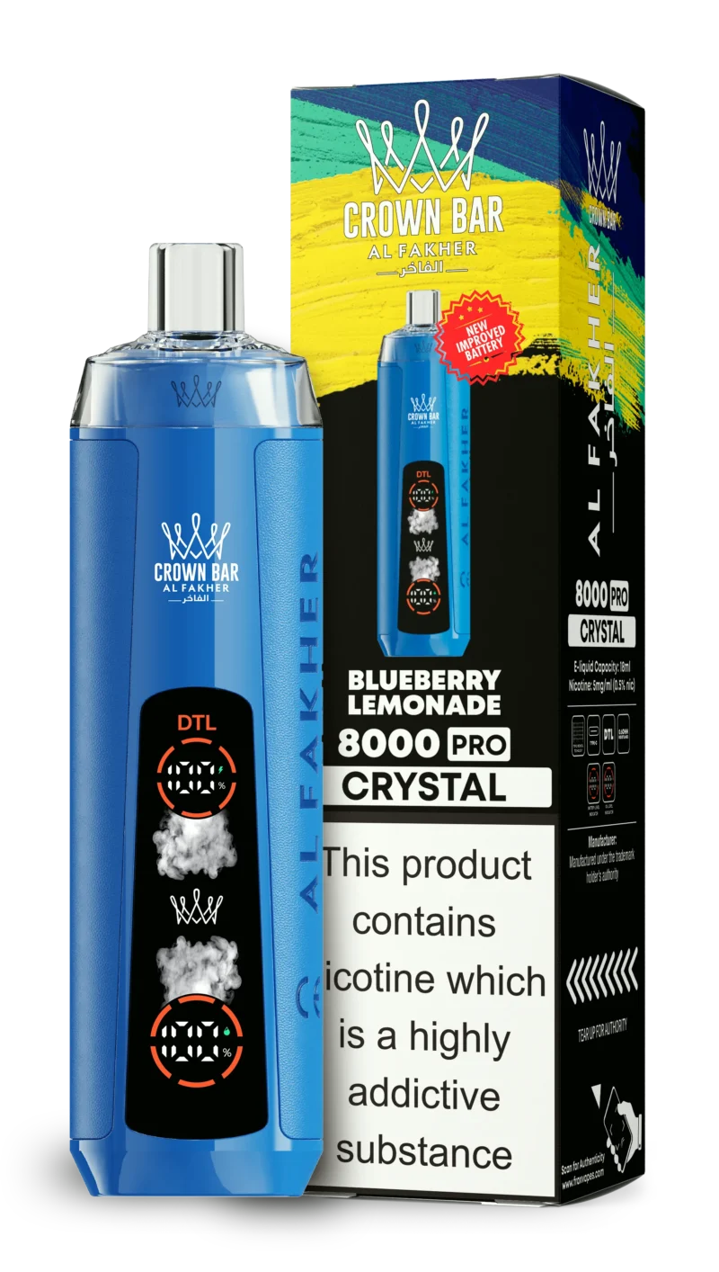 Acevape Al Fakher Crystal 8000 Zuege Einweg Vape Blaubeere Limonade Eu Lager Disposable Device