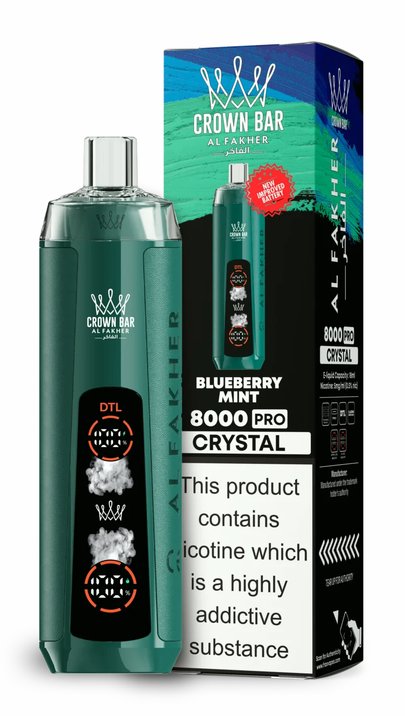 Acevape Al Fakher Crystal 8000 Zuege Einweg Vape Blaubeere Minze Eu Lager Disposable Device