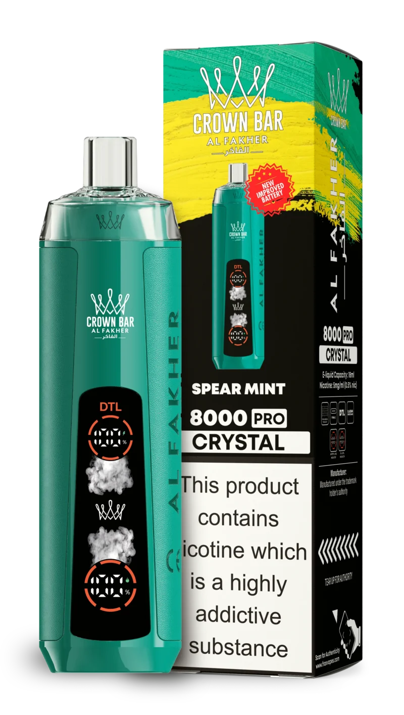 Acevape Al Fakher Crystal 8000 Zuege Einweg Vape Gruenminze Eu Lager Disposable Device