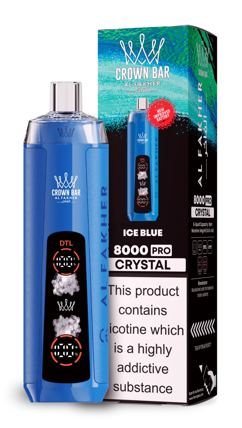 Acevape Al Fakher Crystal 8000 Zuege Einweg Vape Ice Blue Eu Lager Disposable Device