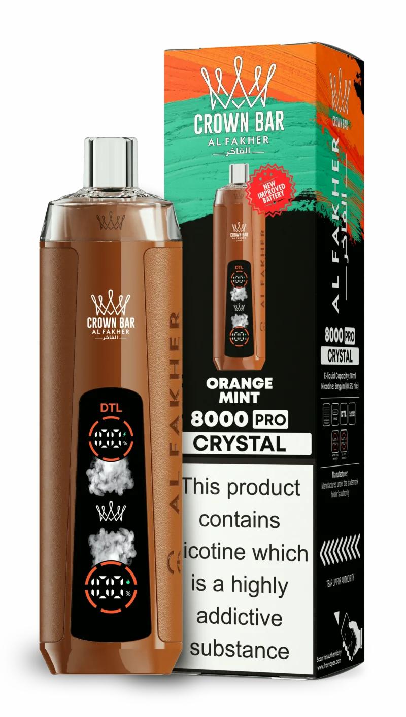 Acevape Al Fakher Crystal 8000 Zuege Einweg Vape Orange Minze Eu Lager Disposable Device