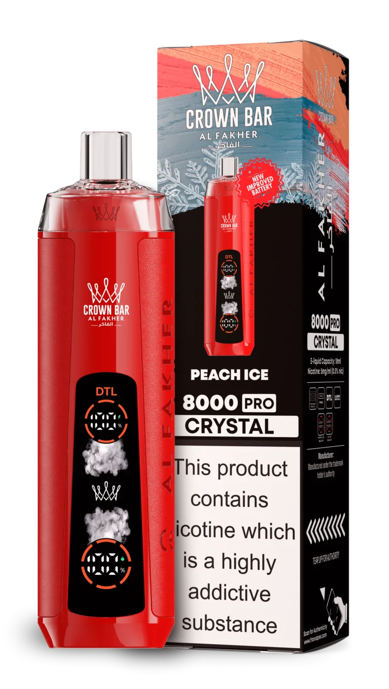 Acevape Al Fakher Crystal 8000 Zuege Einweg Vape Pfirsich Eis Eu Lager Disposable Device