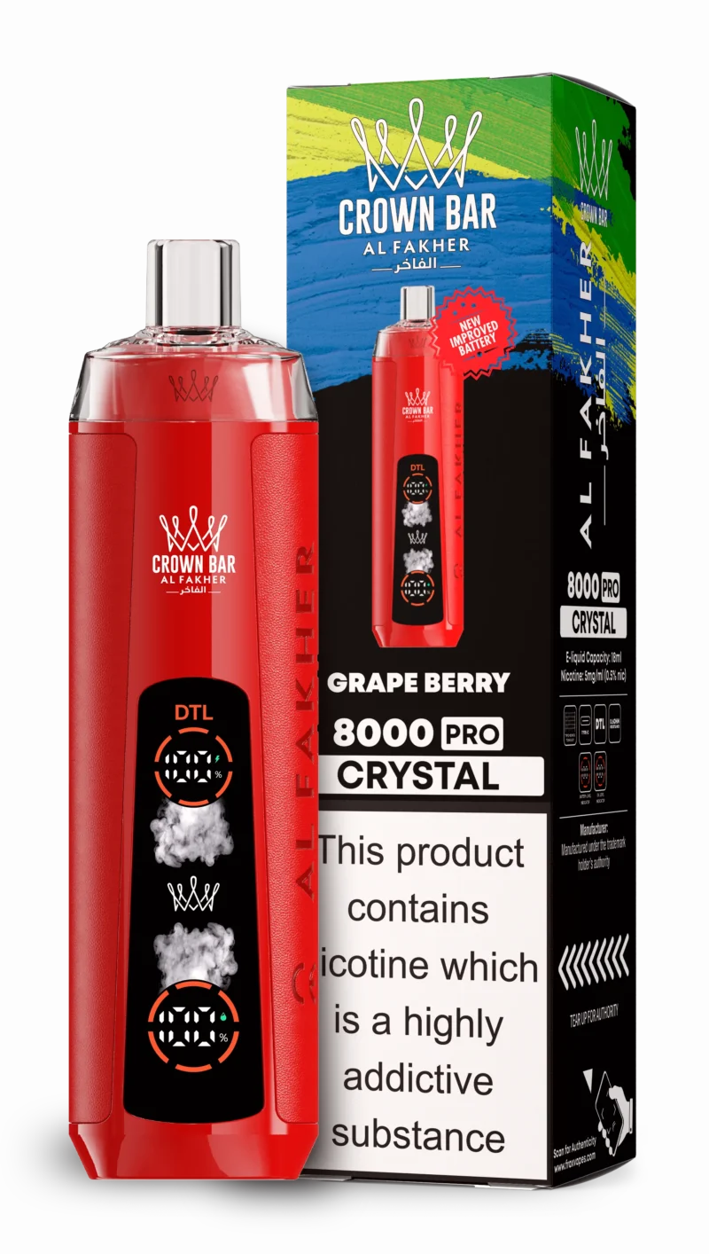 Acevape Al Fakher Crystal 8000 Zuege Einweg Vape Traube Beere Eu Lager Disposable Device