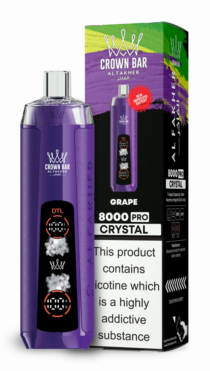 Acevape Al Fakher Crystal 8000 Zuege Einweg Vape Traube Eu Lager Disposable Device