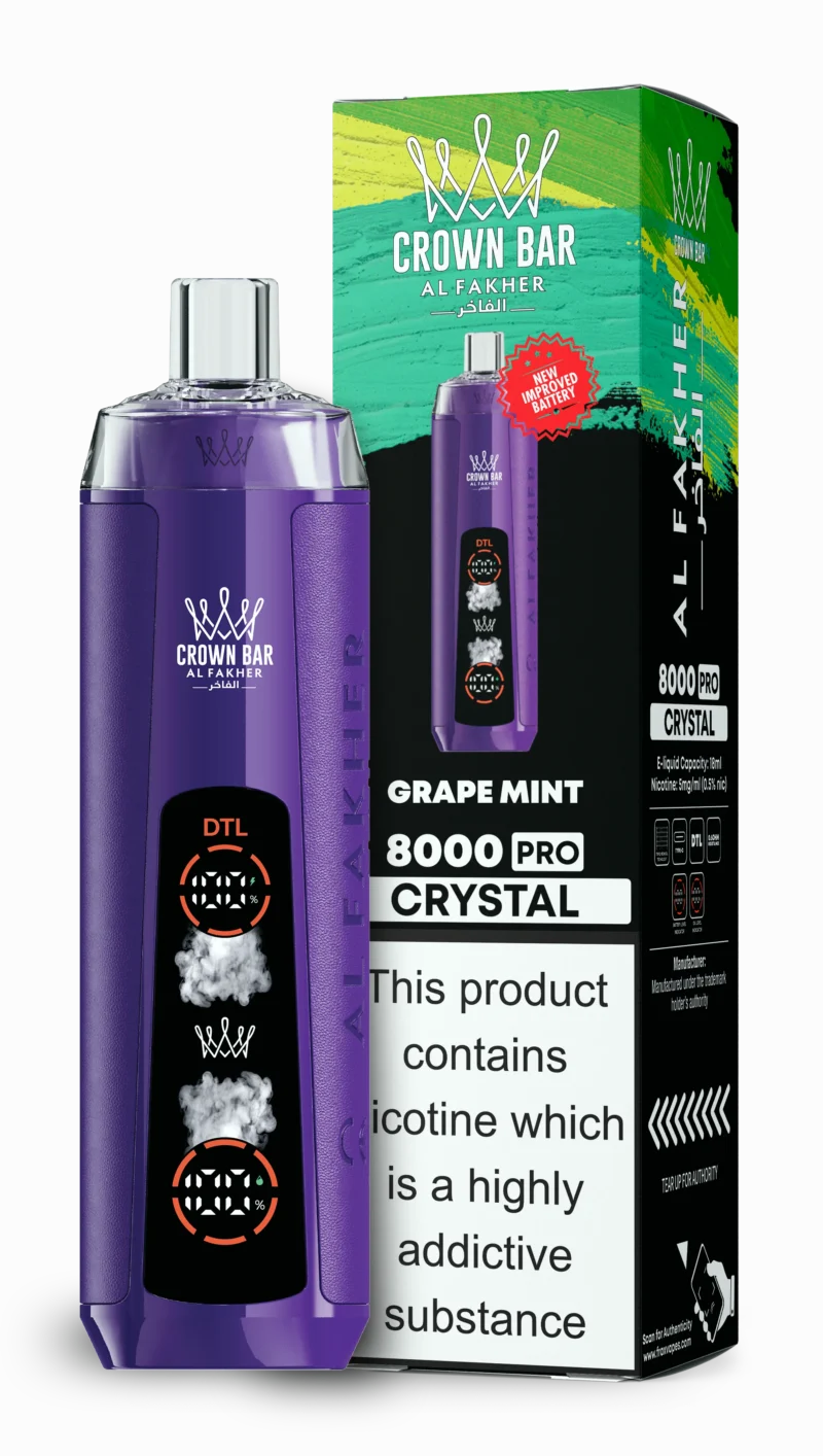 Acevape Al Fakher Crystal 8000 Zuege Einweg Vape Traube Minze Eu Lager Disposable Device