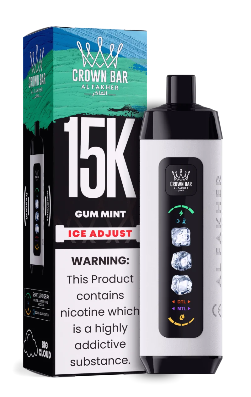 Acevape Al Fakher Ice Adjust 15 000 bouffées – Cigarette électronique jetable au goût de chewing-gum à la menthe – En stock en Europe – Appareil jetable