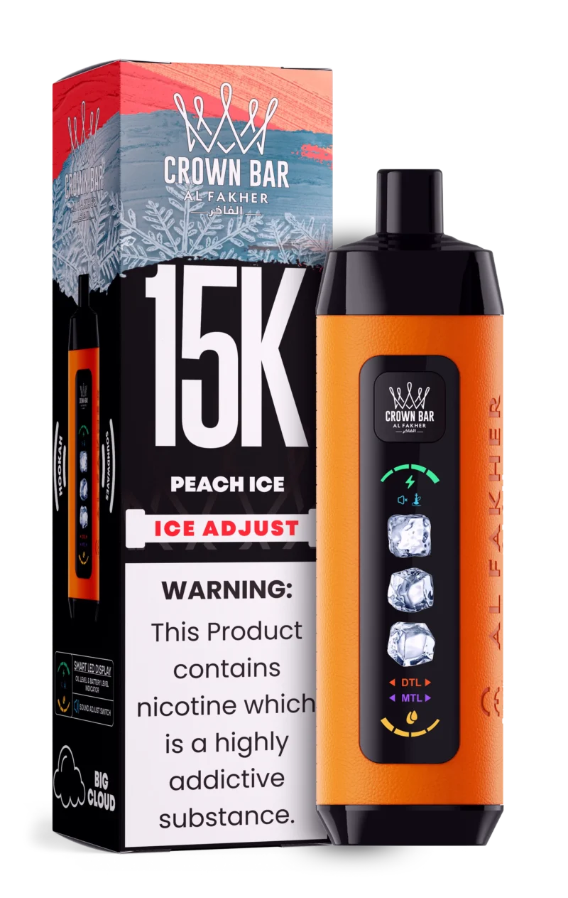 Acevape Al Fakher Ice Adjust 15 000 bouffées – Cigarette électronique jetable à la saveur pêche glacée – En stock en Europe – Appareil jetable