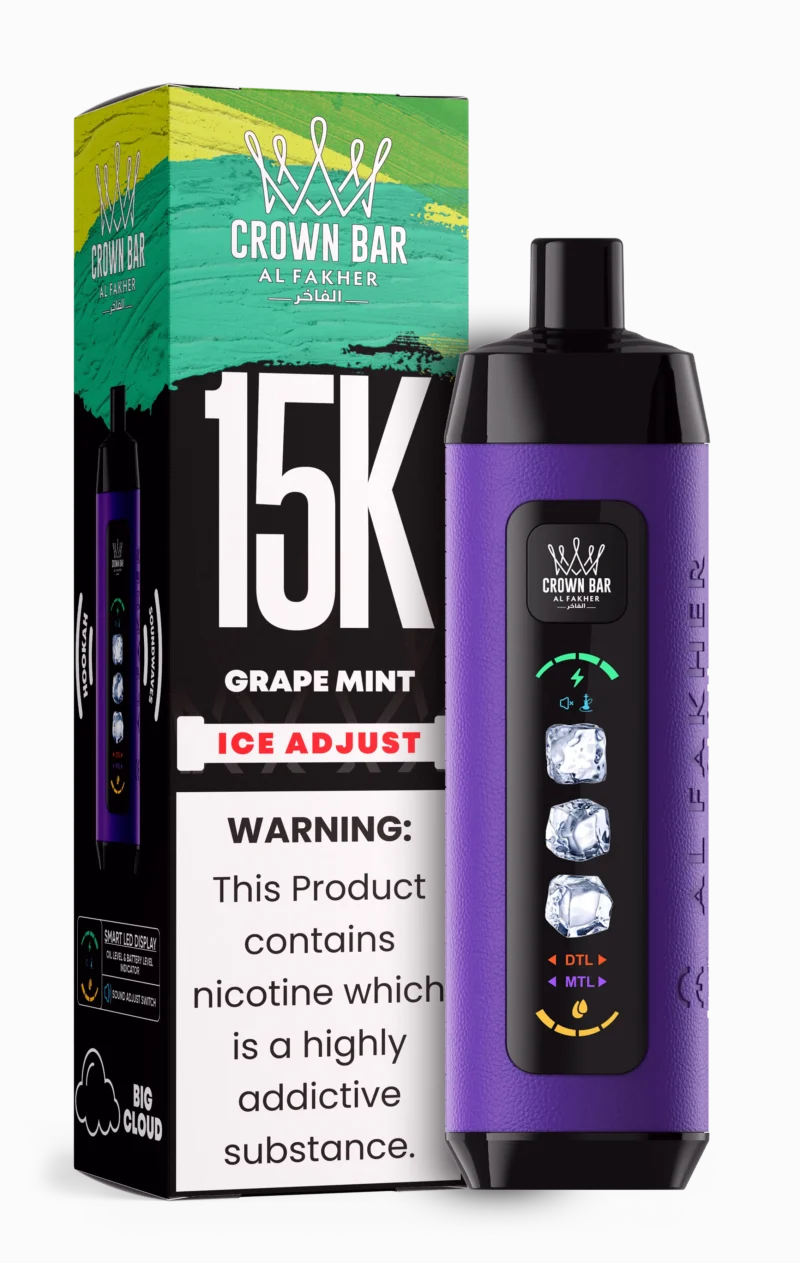 Acevape Al Fakher Ice Adjust 15 000 bouffées, cigarette électronique jetable, saveur raisin-menthe, en stock en Europe, dispositif jetable