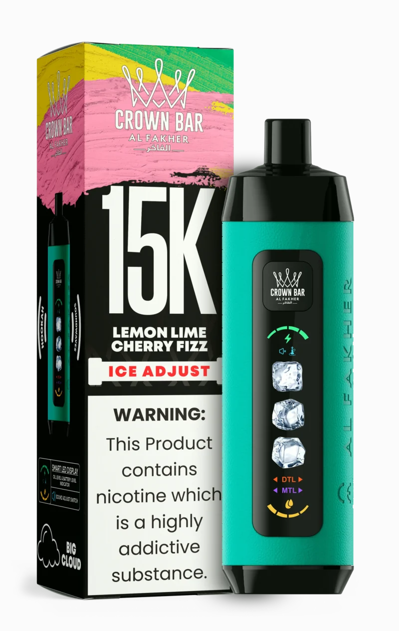 Acevape Al Fakher Ice Adjust 15 000 bouffées – Cigarette électronique jetable aux arômes de citron, citron vert, cerise et glace – En stock en Europe – Appareil jetable