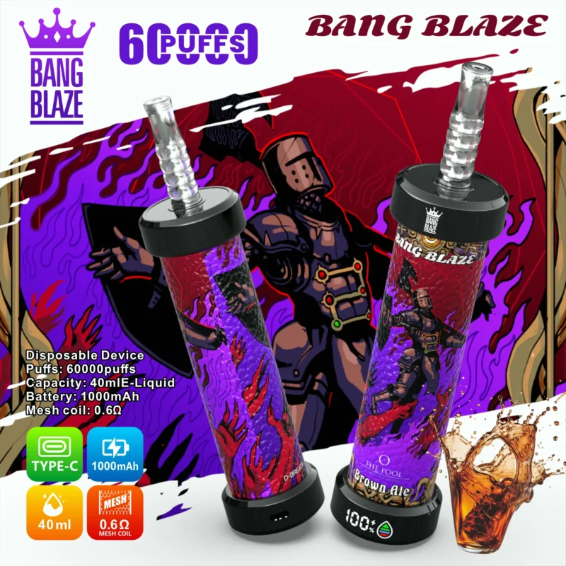 Acevape Bang Blaze Shisha 60000 Zuege Braunes Ale Geschmack 009 Eu Lager Disposable Vape Device