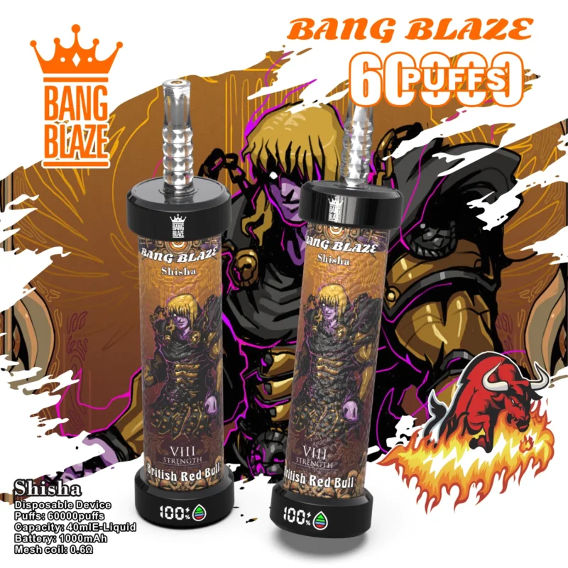Acevape Bang Blaze Shisha 60000 Zuege British Red Bull Geschmack 006 Eu Lager Disposable Vape Device