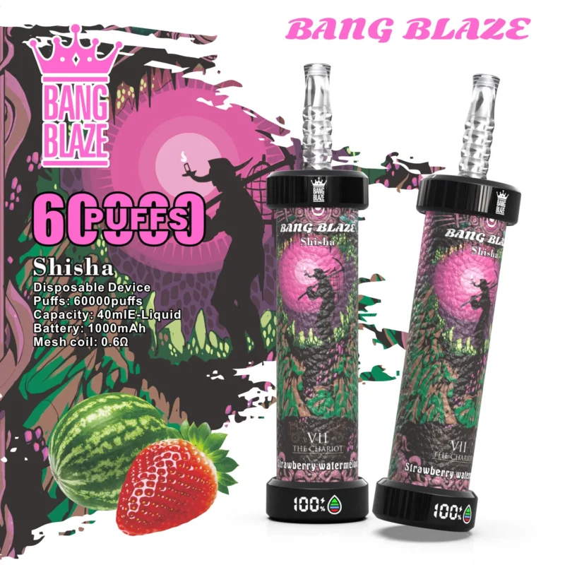 Acevape Bang Blaze Shisha 60000 Zuege Erdbeere Wassermelone Geschmack 025 Eu Lager Disposable Vape Device
