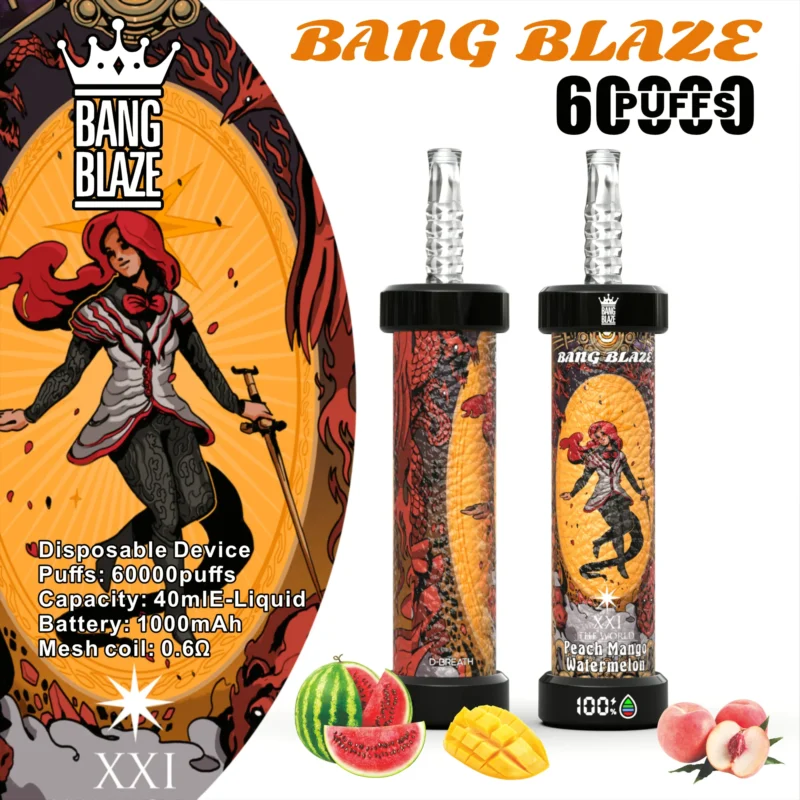 Acevape Bang Blaze Shisha 60000 Zuege Pfirsich Mango Wassermelone Geschmack 021 Eu Lager Disposable Vape Device