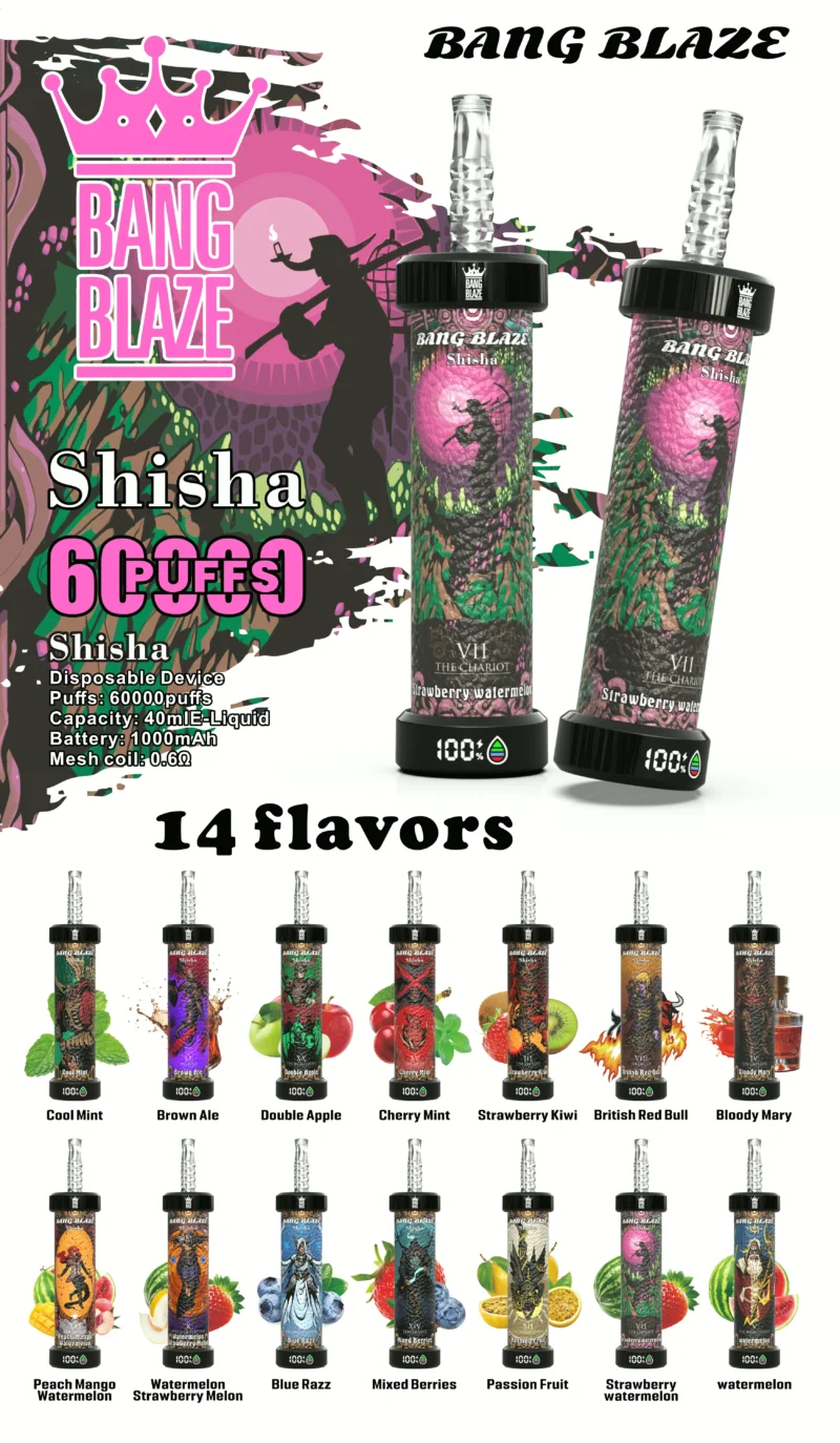 Acevape Bang Blaze Shisha 60000 Zuege Sortenuebersicht 002 Eu Lager Disposable Vape Device