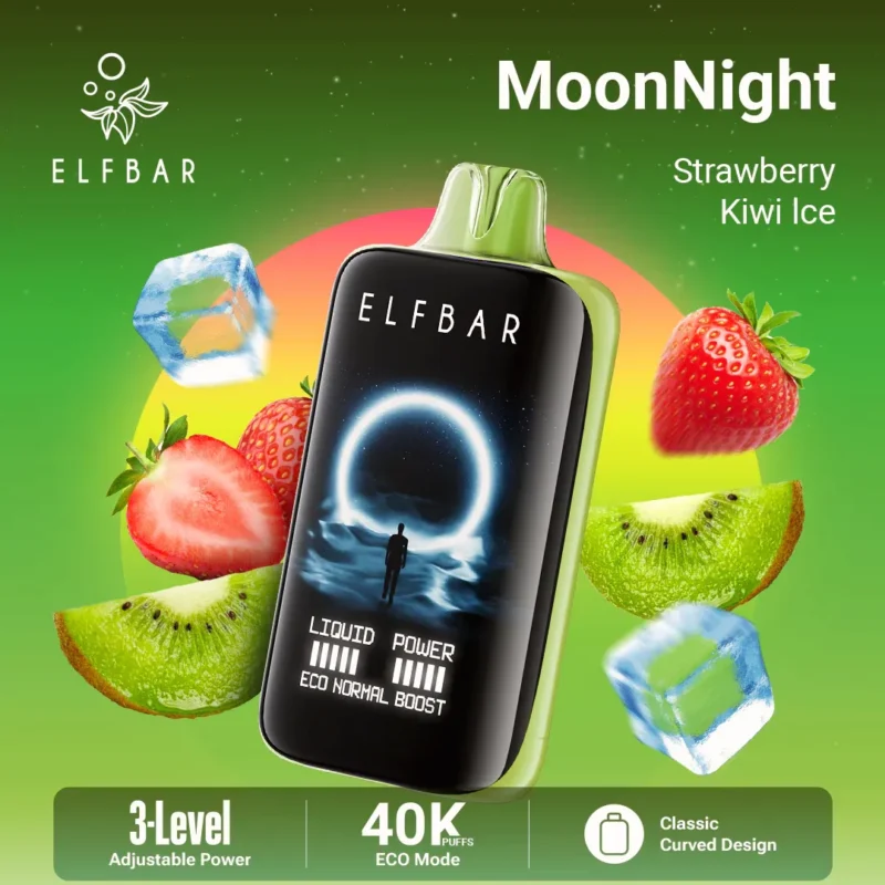 Acevape Elfbar Moonnight 40,000 Puffs Disposable Vape Strawberry Kiwi Ice Flavor Display EU Warehouse