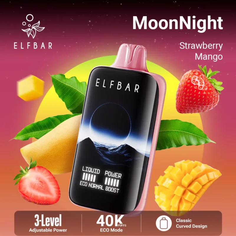 Acevape Elfbar Moonnight 40,000 Puffs Disposable Vape - Strawberry Mango Flavor - In-Store Display - EU Warehouse