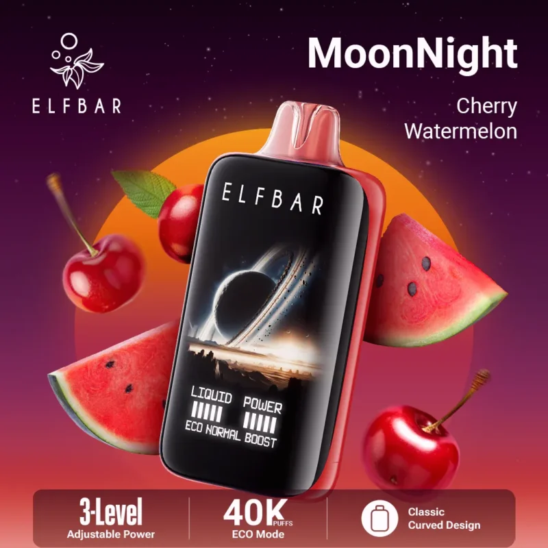 Acevape Elfbar Moonnight 40,000 Puffs Disposable Vape Cherry Watermelon Flavor Display EU Warehouse