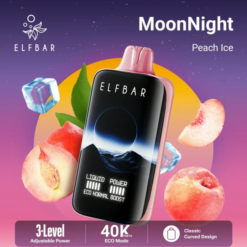 Acevape Elfbar Moonnight 40,000 Puffs Disposable Vape, Peach Ice Flavor, Display, EU Warehouse