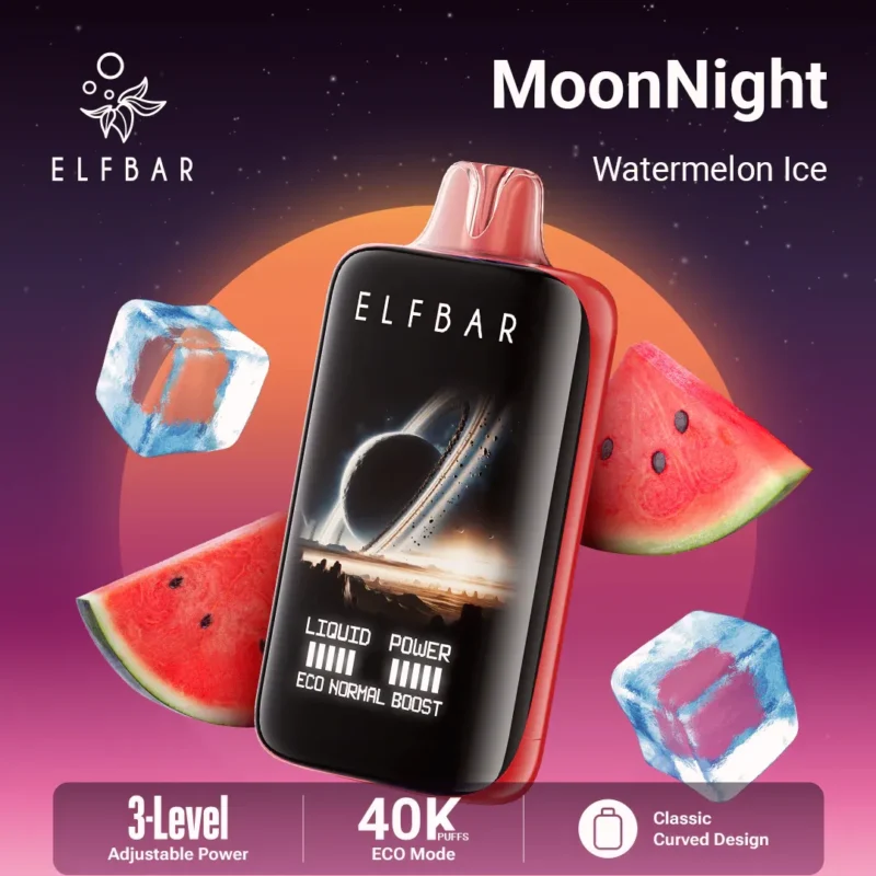 Acevape Elfbar Moonnight 40,000 Puffs Disposable Vape Watermelon Ice Flavor Display EU Warehouse