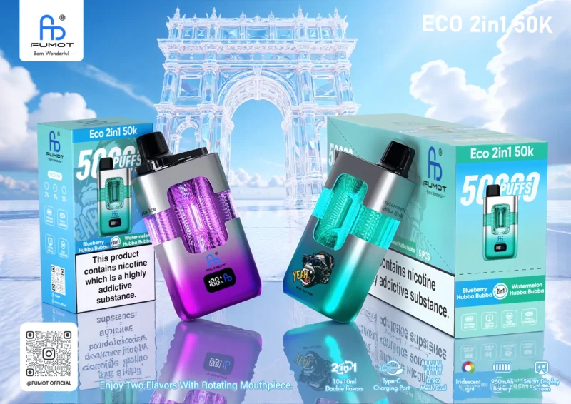 Acevape Fumot Eco 2-i-1 50 000 drag – produkt och förpackningsdisplay – EU-lager