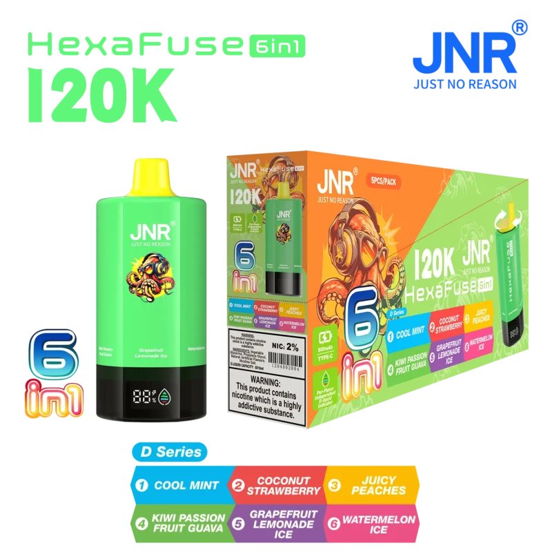 Acevape Jnr Hexafuse 6 In 1 120000 Zuege Mittlere Verpackung D Series 04 Eu Lager Disposable Vape Device