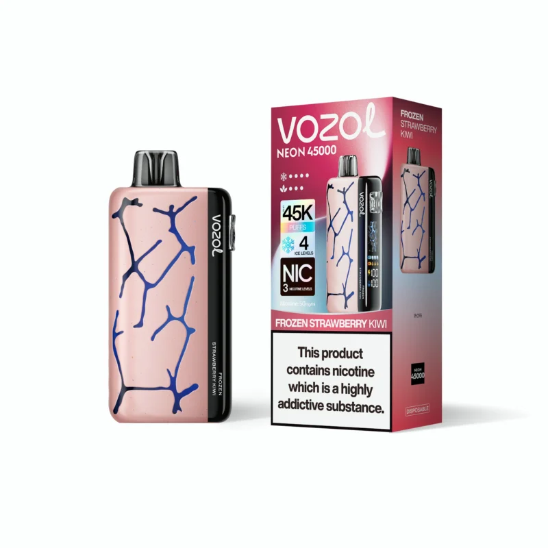 Acevape Vozol Neon 45,000 Puffs Disposable Vape, Ice-Cold Strawberry-Kiwi Flavor, In-Store Display, EU Stock