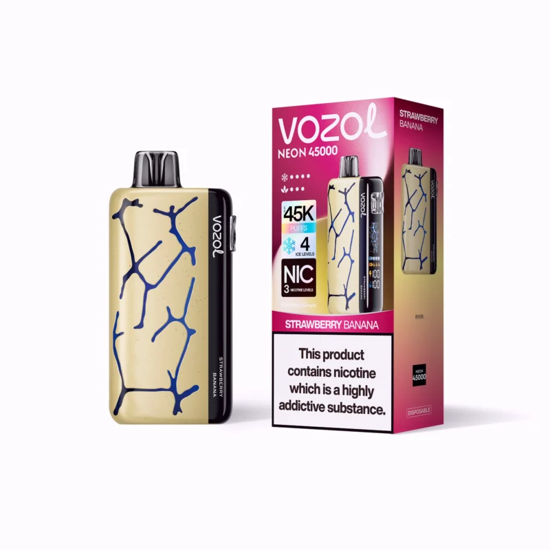 Acevape Vozol Neon 45,000 Puffs Disposable Vape, Strawberry-Banana Flavor, Display, EU Warehouse