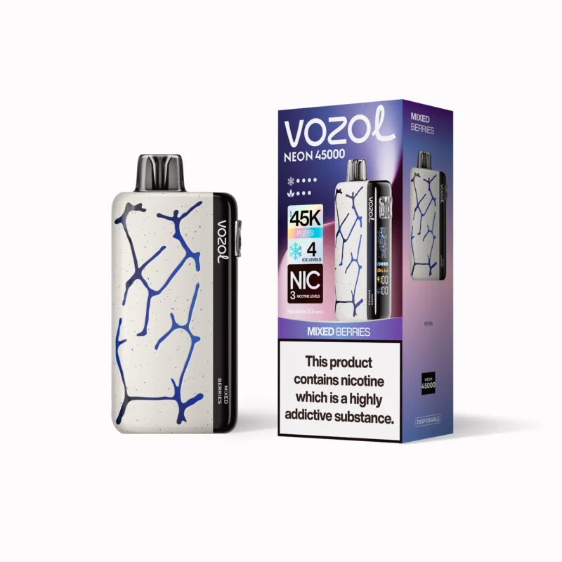 Acevape Vozol Neon 45,000 Puffs Disposable Vape Mixed Berries Flavor Display EU Warehouse